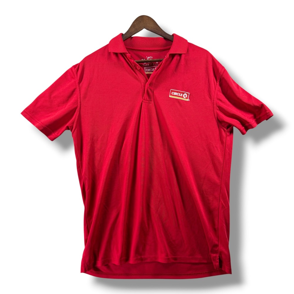 Circle K Mens Red Short Sleeve Performance Uniform Polo Shirt Size M Embroidered